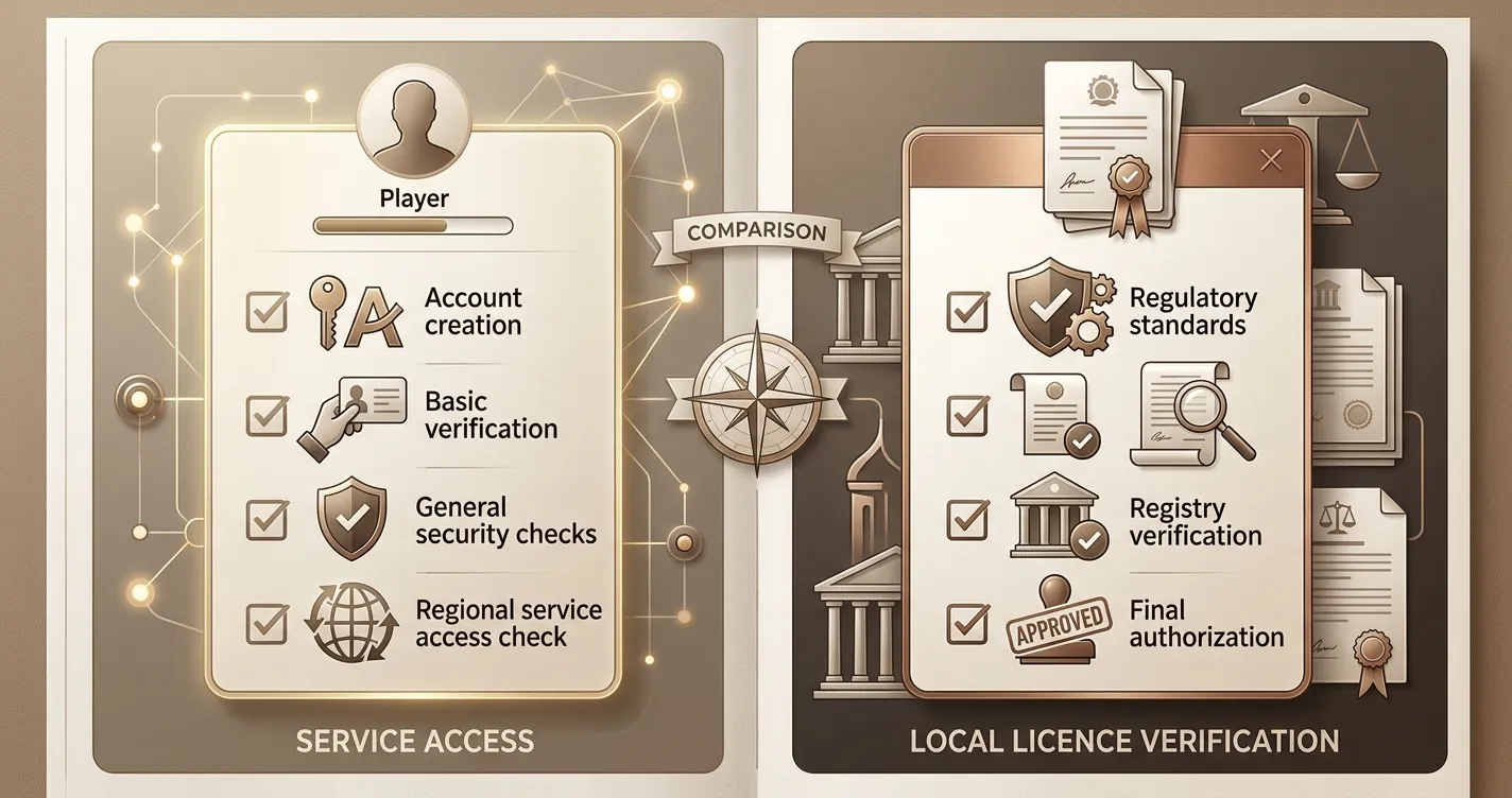 Checklist comparing UK player acceptance with separate UK Gambling Commission licence status
